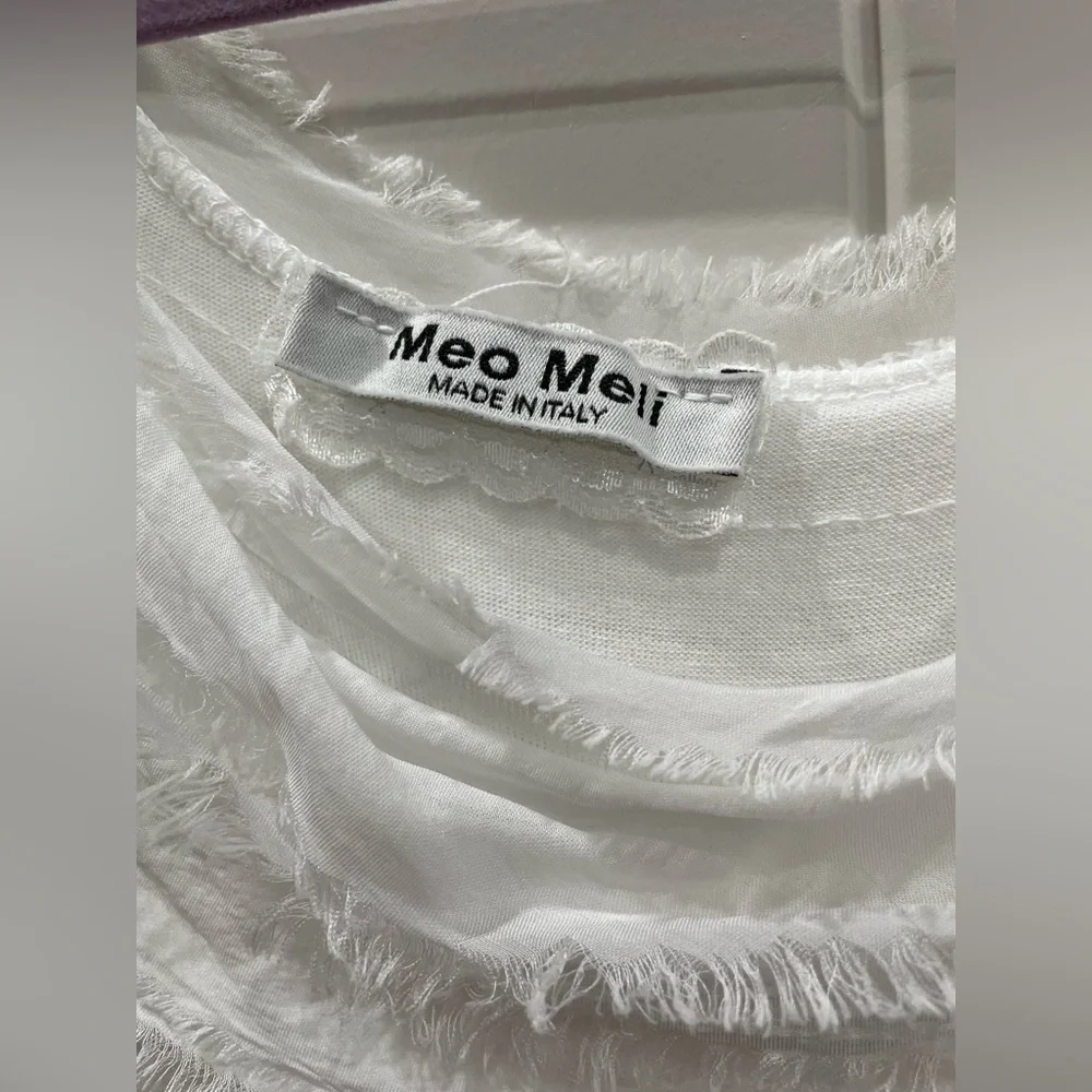 Meo Meli Ombre Blue and White Silk Tiered Midi Dress One Size Fits Most - Picture 2 of 4